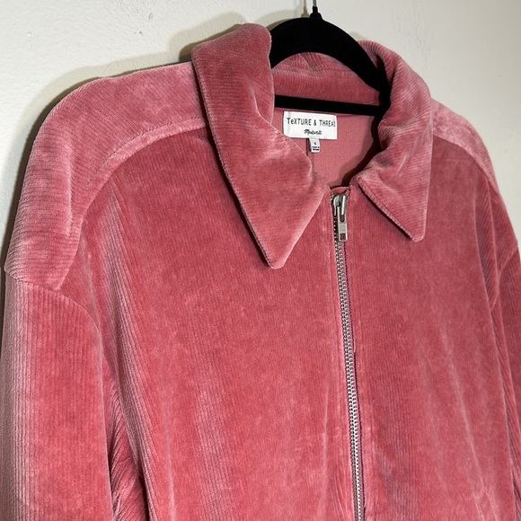 Madewell Texture & Thread corduroy collared full zip jacket pink silver small - Picture 4 of 9